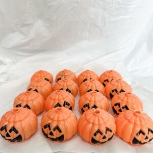 VTG Plastic Blow Mold Style Stringlight‎ Covers "Carved" Halloween Pumpkin 16